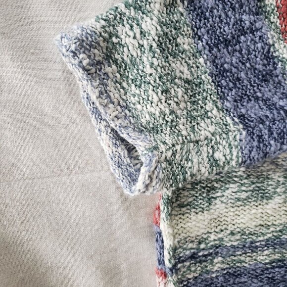 Colorful Cotton Knit Baja Beach Festival Oversized Boxy Crop Hoodie Sweater MED - Picture 11 of 13